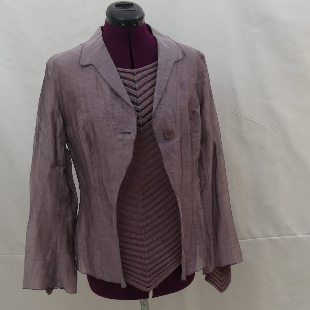 Marisa Minicucci  italy lavender  sweater cotton rayon  & silk organza jacket